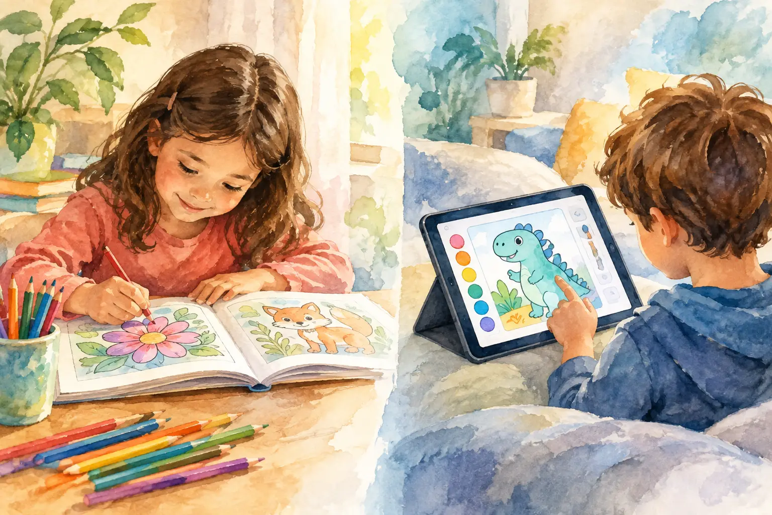 Printed Books Versus Coloring Apps for Kids